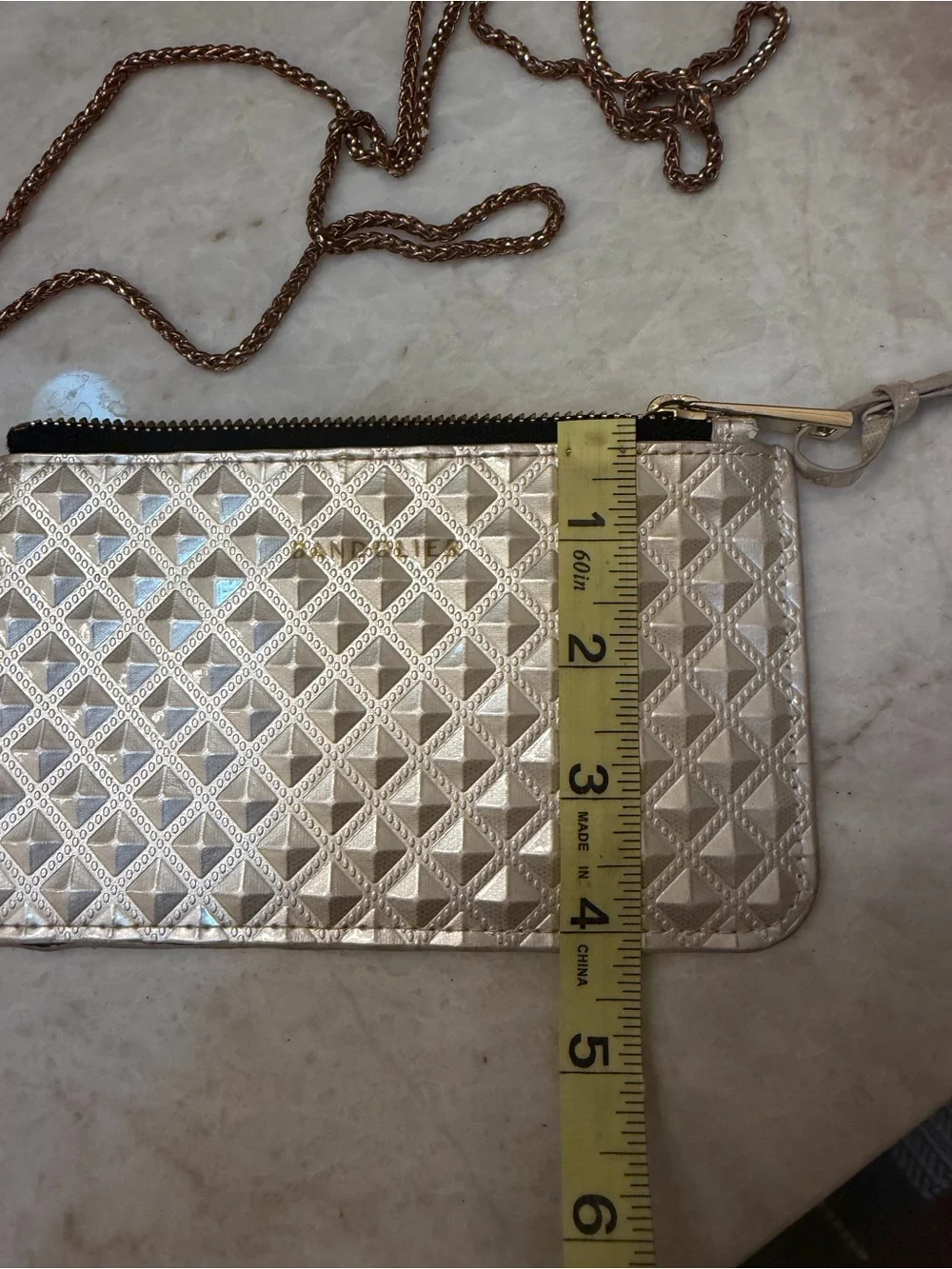 Bandolier Sheila pyramid pouch cream color metallic